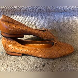 Floran’s Burnt Orange Genuine Leather Weaved Flats